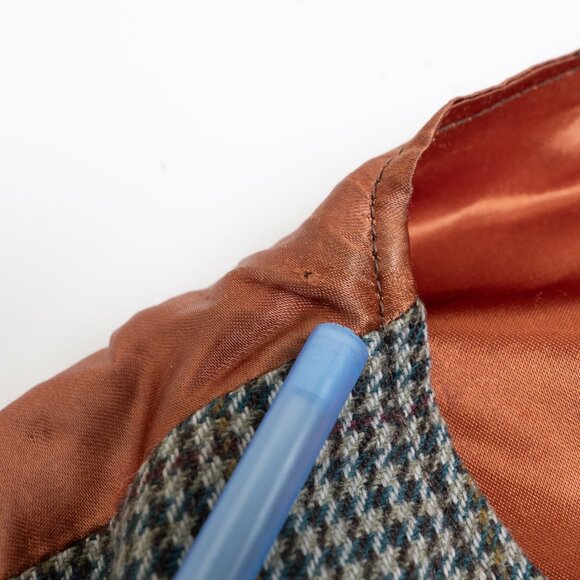 Vintage Wool Tweed Vest Brown Plaid Houndstooth Part Two Made in Portugal - Picture 13 of 14